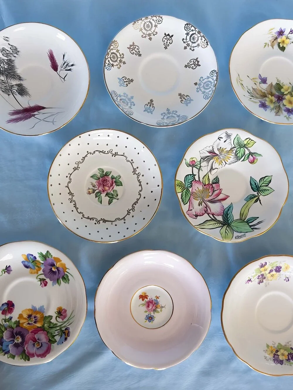 Beautiful England Cup  Saucer Set Of 8 Vintage,Royal Grafton, Rosina,Duchess,etc